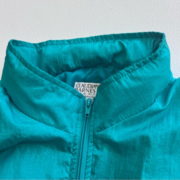 Claudia Barnes Sport Vintage Windbreaker Womens Small Zip Up Jacket Turquoise - Picture 8 of 15